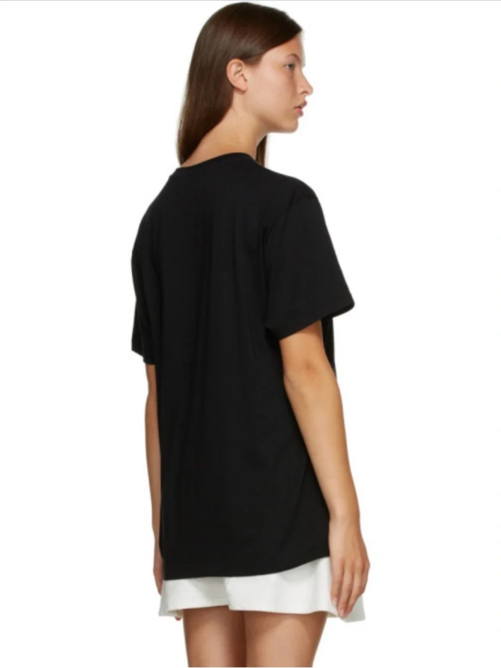 Gucci Black Tee with Cream Cat Patch and Green-Red Logo
